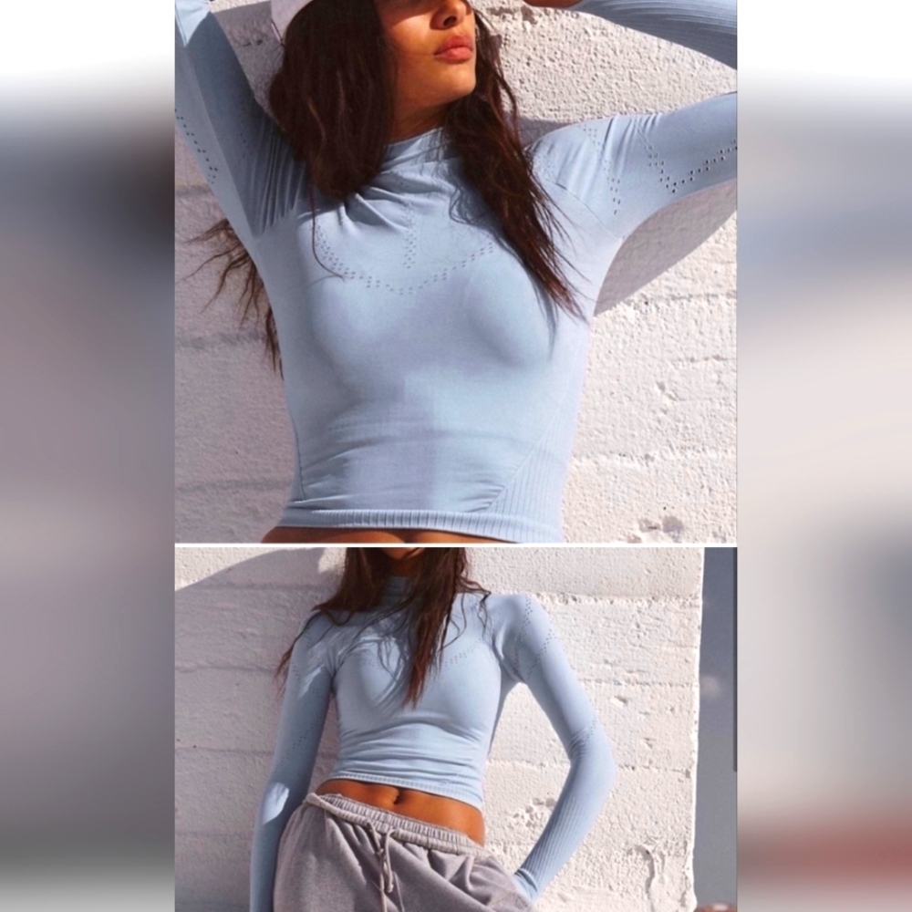 FP Movement Good Karma High-Neck Layer Baby Blue NWOT